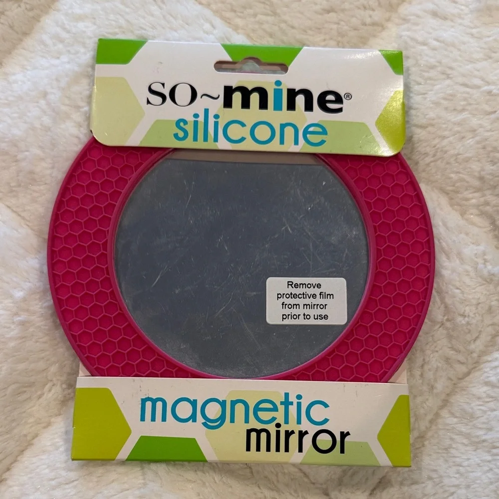 So~mine Silicone Magnetic Utility Bin and Magnetic Mirror in Pink